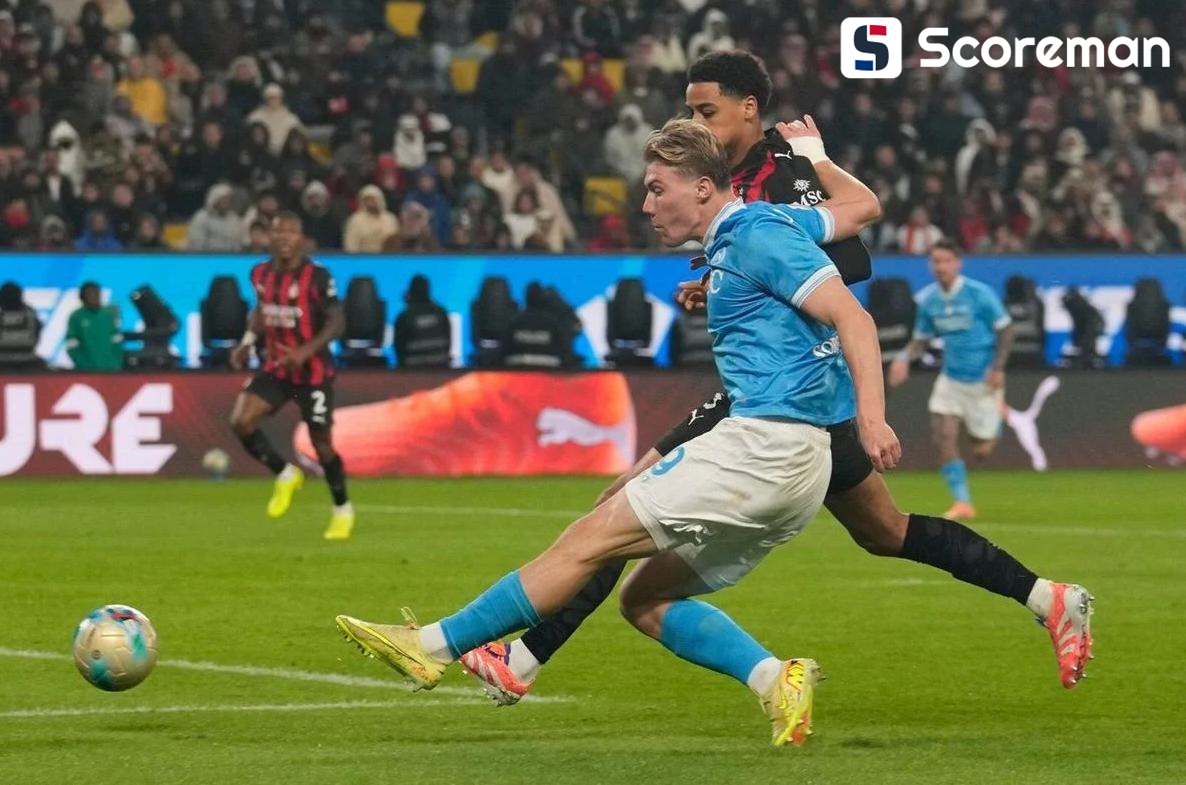 '호일룬 1골 1도움' 나폴리, AC밀란 2-0 제압 이탈리아 슈퍼컵 결승행